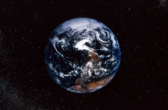 View of Southern Africa and the Antarctic polar region from space.