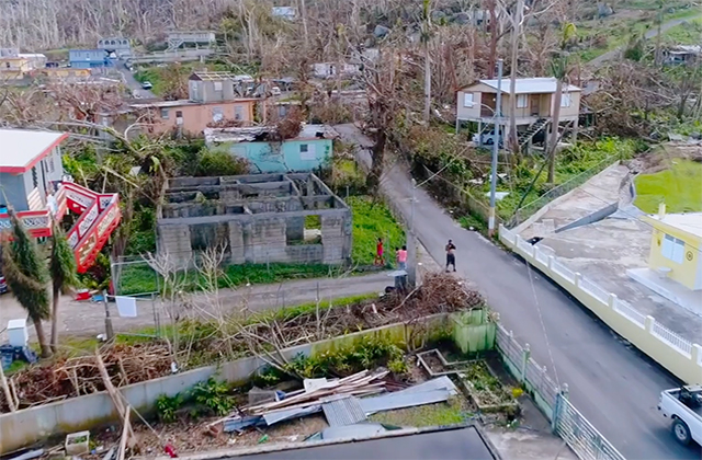 Cooked Doc. Aerial view of the after-effects of a storm.