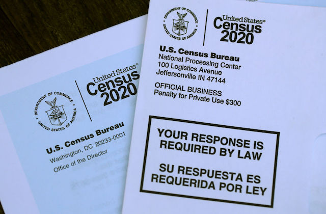 Close-up image of Unites States Census 2020 forms.