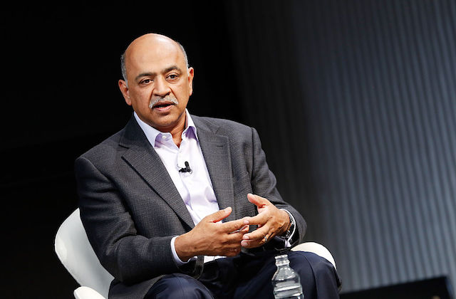 Close-up photo of IBM CEO Arvind Krishna, an older Indian man with balding hair.