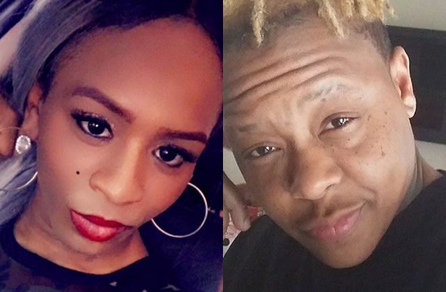 Nina Pop and Tony McDade. Black woman wearing purple head wrap and black top and Black man with short blonde curly hair wearing a black top.