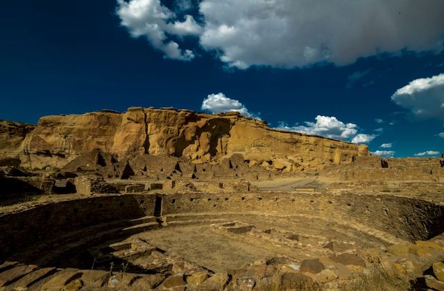 Chaco Canyon aerial view, at sunset
