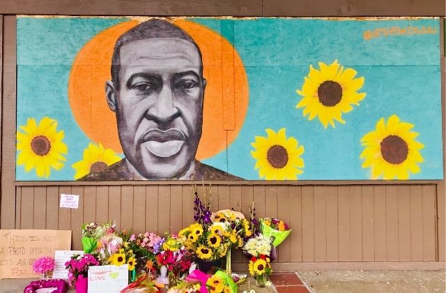 A painted mural of George Floyd in La Mesa, California