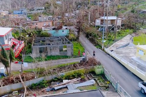 Cooked Doc. Aerial view of the after-effects of a storm.