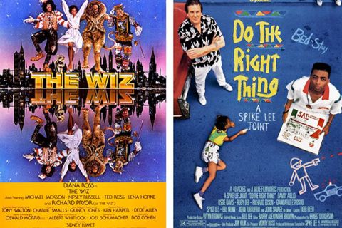 Movie posters for "The Wiz" and "Do the Right Thing" 