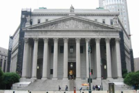 grand building with long steps, columns, new york state supreme court building in Manhattan