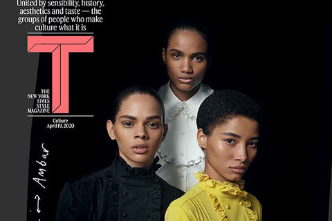 Hiandra Martinez, Ambar Cristal, Lineisy Montero Feliz. Three Dominican women with dark hair either pulled back or in a short Afro wearing, each wearing black, yellow and white ruffled dresses.