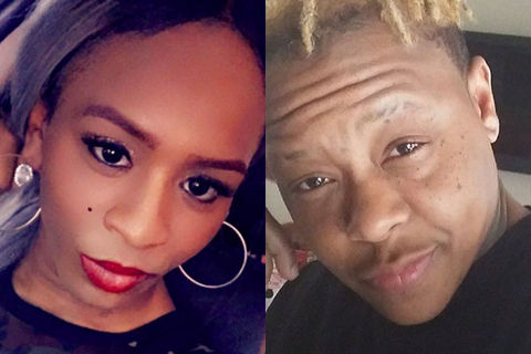 Nina Pop and Tony McDade. Black woman wearing purple head wrap and black top and Black man with short blonde curly hair wearing a black top.