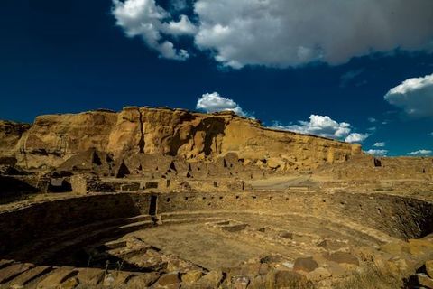 Chaco Canyon aerial view, at sunset