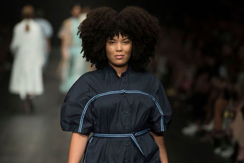 Close-up of Black woman with long natural hair.