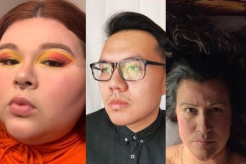 From left to right: Poets jaye Simpson, Jake Skeets and Natalie Diaz