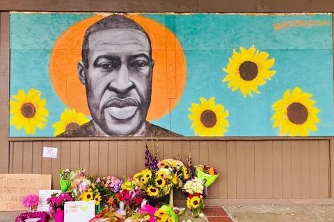 A painted mural of George Floyd in La Mesa, California