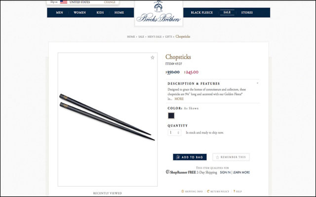 You Can Own a Pair of Brooks Brothers Chopsticks for $245