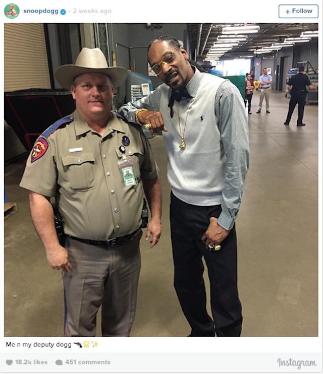 Trooper Reprimanded After Taking Photo With Snoop Dogg