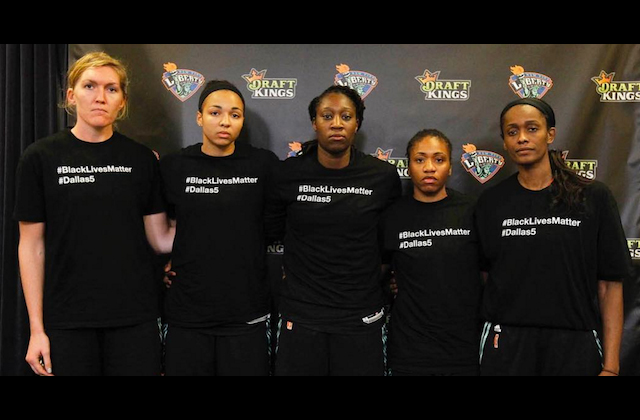 Players from WNBA’s New York Liberty Stand in Solidarity With Police Violence Victims and the 5 Officers Killed in the Dallas Ambush