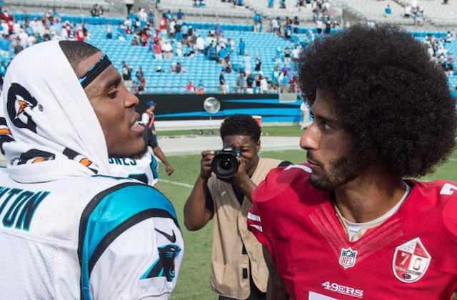 What’s Up With Colin Kaepernick and Cam Newton’s Expressions in This Pic?