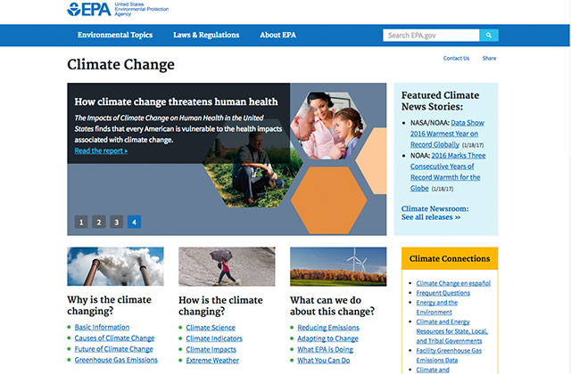 Administration Tells EPA to Remove ‘Climate Change’ Page From Its Website