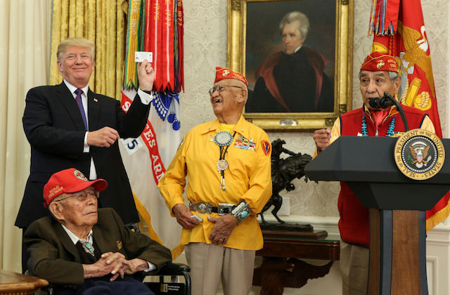 WATCH: Trump Hosts Navajo Code Talkers, Calls Elizabeth Warren ‘Pocahontas’